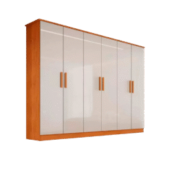 Roupeiro Nina Casal 06 Portas 04 gavetas larg. 2,12cm Nature/Off White