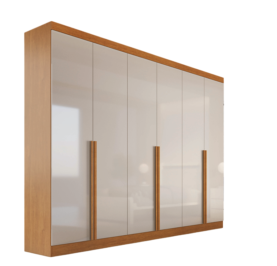 Roupeiro Casal Alvorada 06 Portas larg. 2,70m 100% MDF Nature/Off