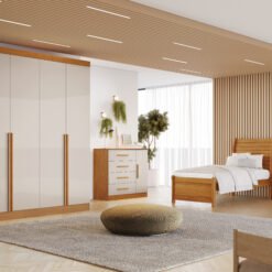 Roupeiro Casal Alvorada 04 Portas larg. 1,80m 100% MDF Nature/Off