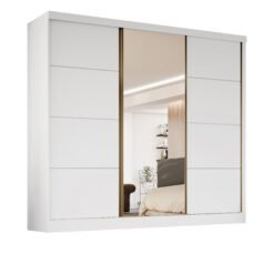 Roupeiro Casal Bérgamo 03 Portas C/Espelho Branco Larg. 2,70m