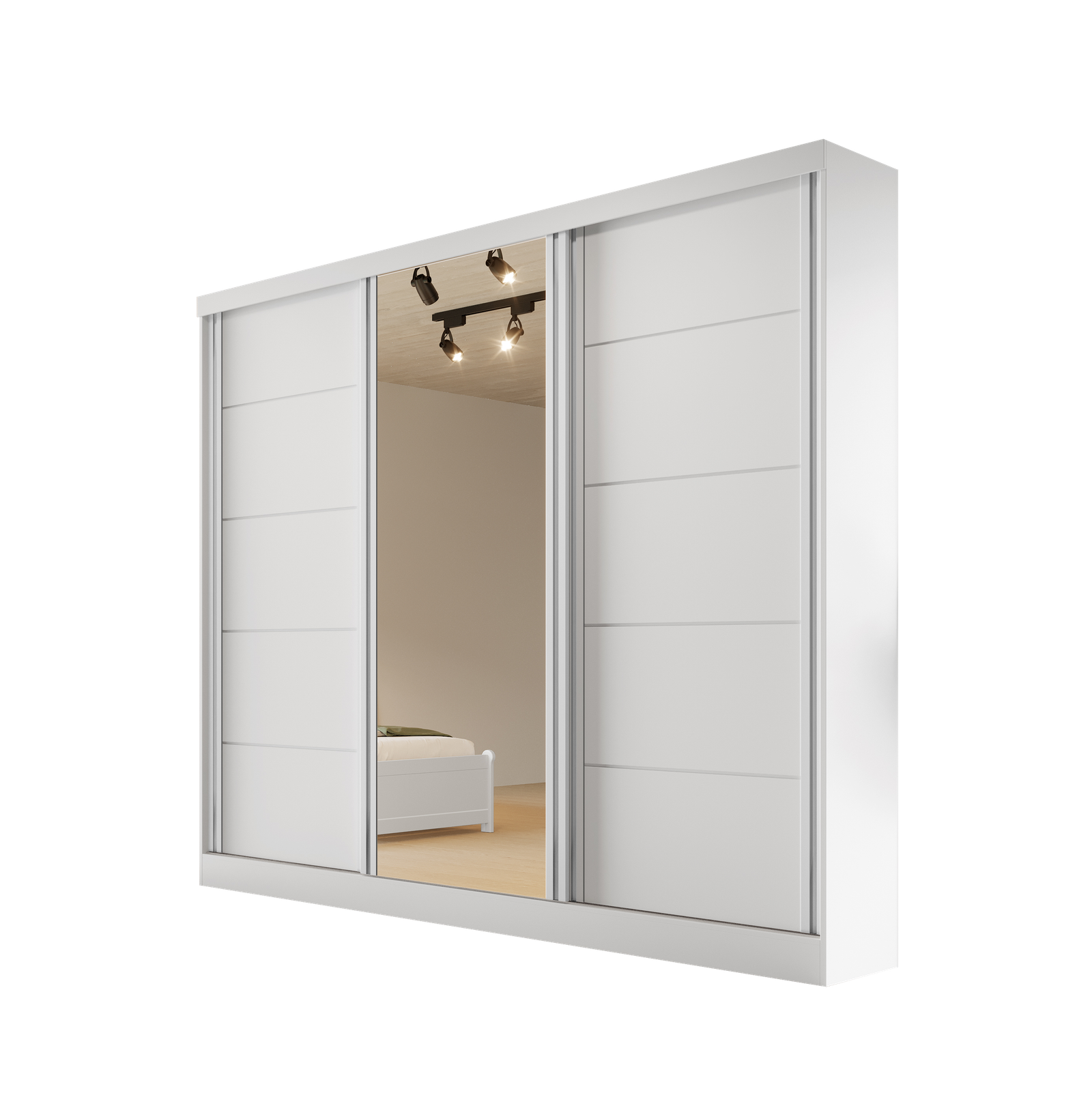 Guarda-Roupa Casal Capri 03 Portas c/Esp. Branco Larg. 2,21m 100% MDF