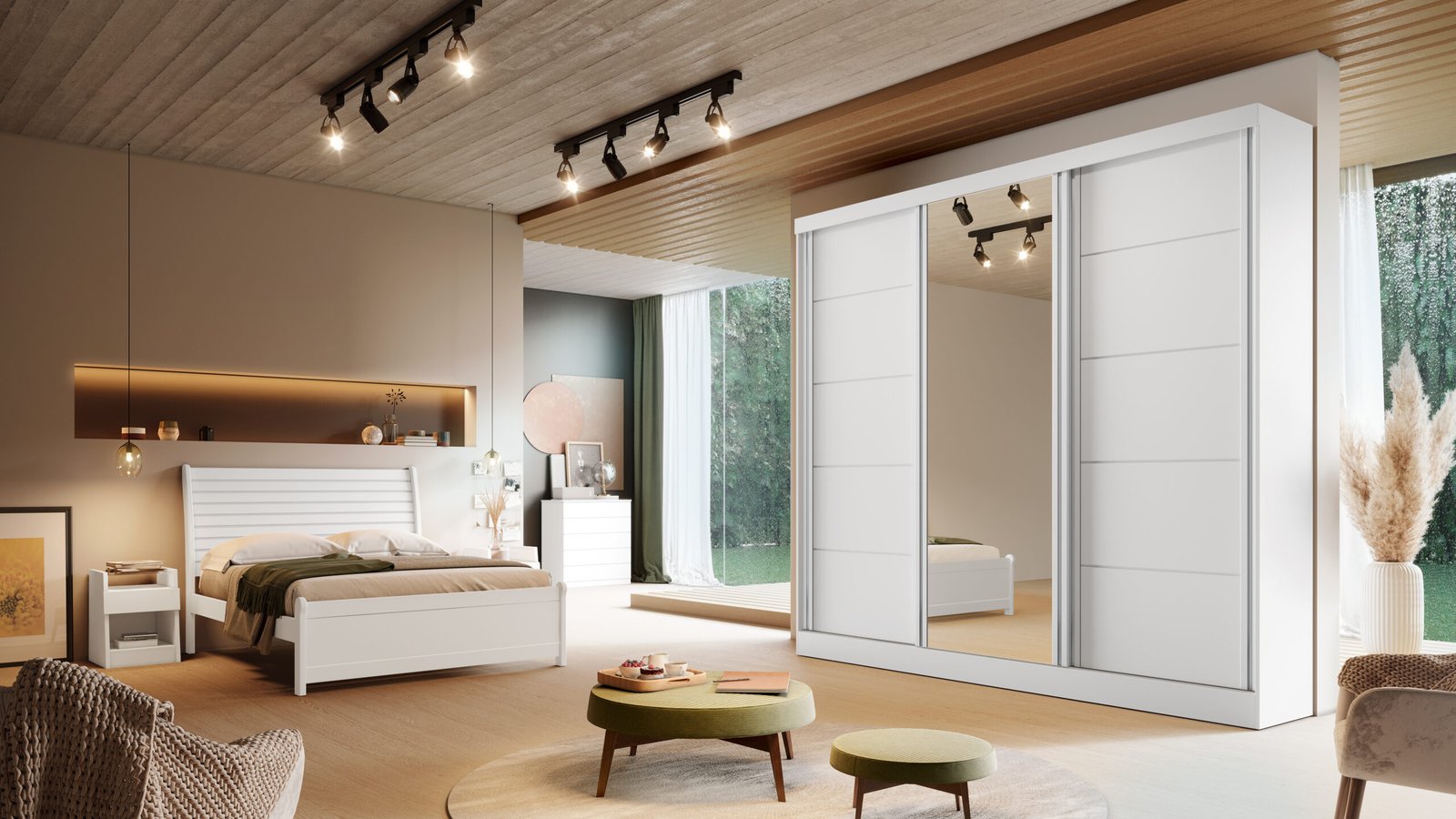 Guarda-Roupa Casal Capri 03 Portas c/Esp. Branco Larg. 2,21m 100% MDF - Imagem 3