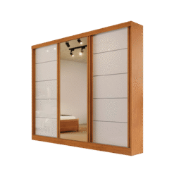 Guarda-Roupa Casal Capri 03 Portas c/Esp. Nature com Off White Larg. 2,21m