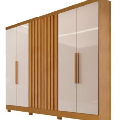Guarda-roupa Casal Arraial 06 Portas Ripado 100% MDF Nature/Off Larg. 1.80m