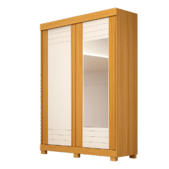 Guarda-roupa Ayla 02 Portas C/ Espelho Cinamomo com Off White 100% MDF Larg. 1,40m