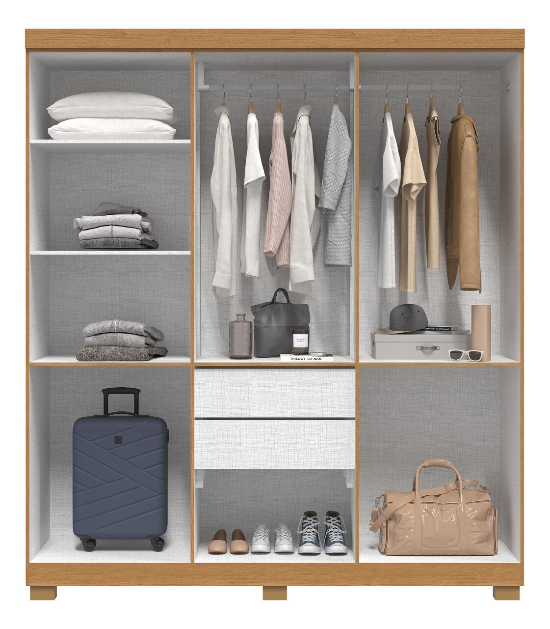 Guarda-roupa Lana 06 Portas Cinamomo c/ Off White Larg. 1,88m 100% MDF - Imagem 3