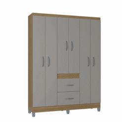 Guarda-Roupa Milão 06 Portas 02 Gavetas Damasco c/ Off White Larg. 1,35m