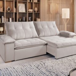 Sofá Retrátil e Reclinável Zurich Larg. 2,50m Bege