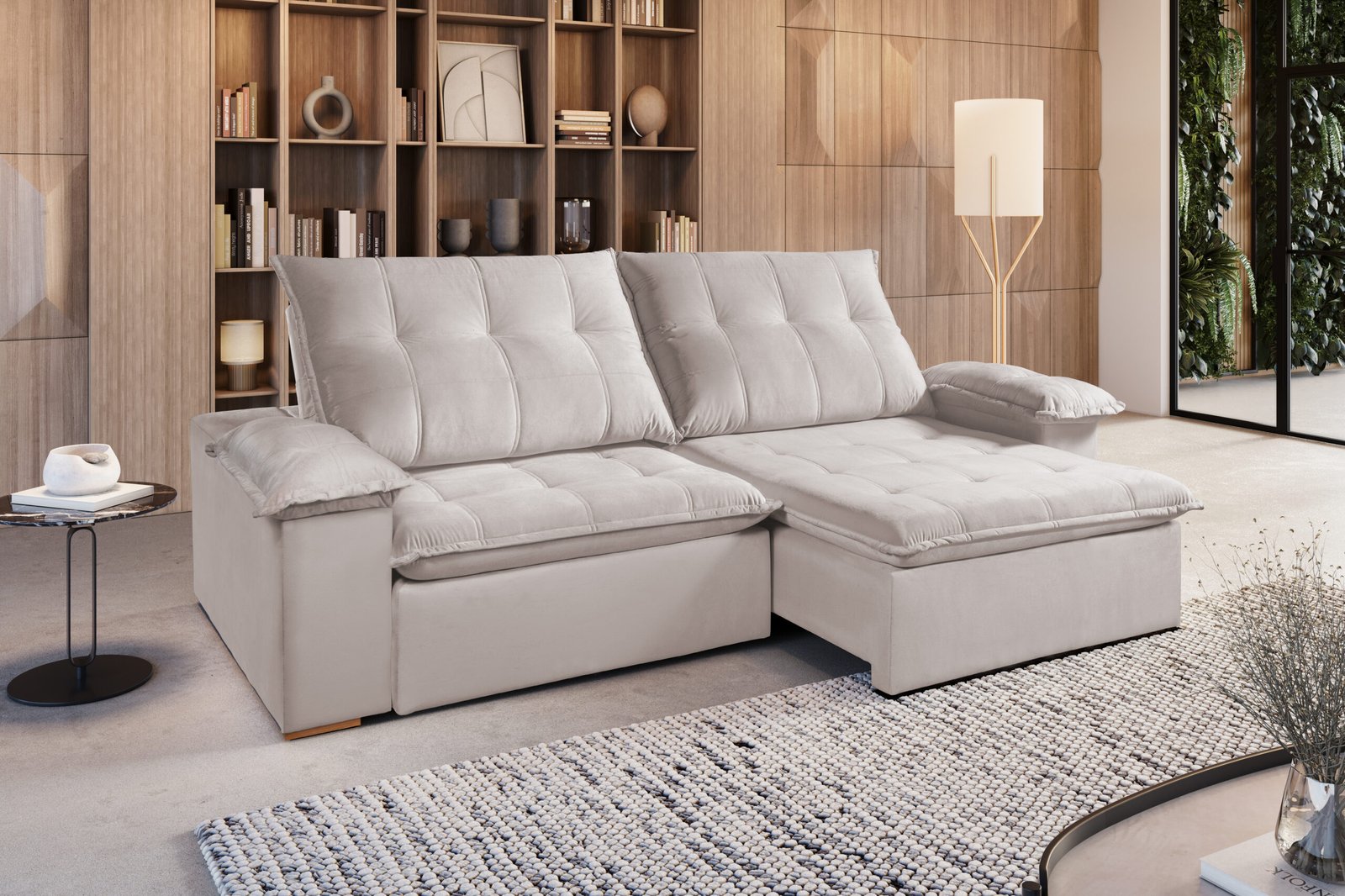 Sofá Retrátil e Reclinável Zurich Larg. 2,50m Bege