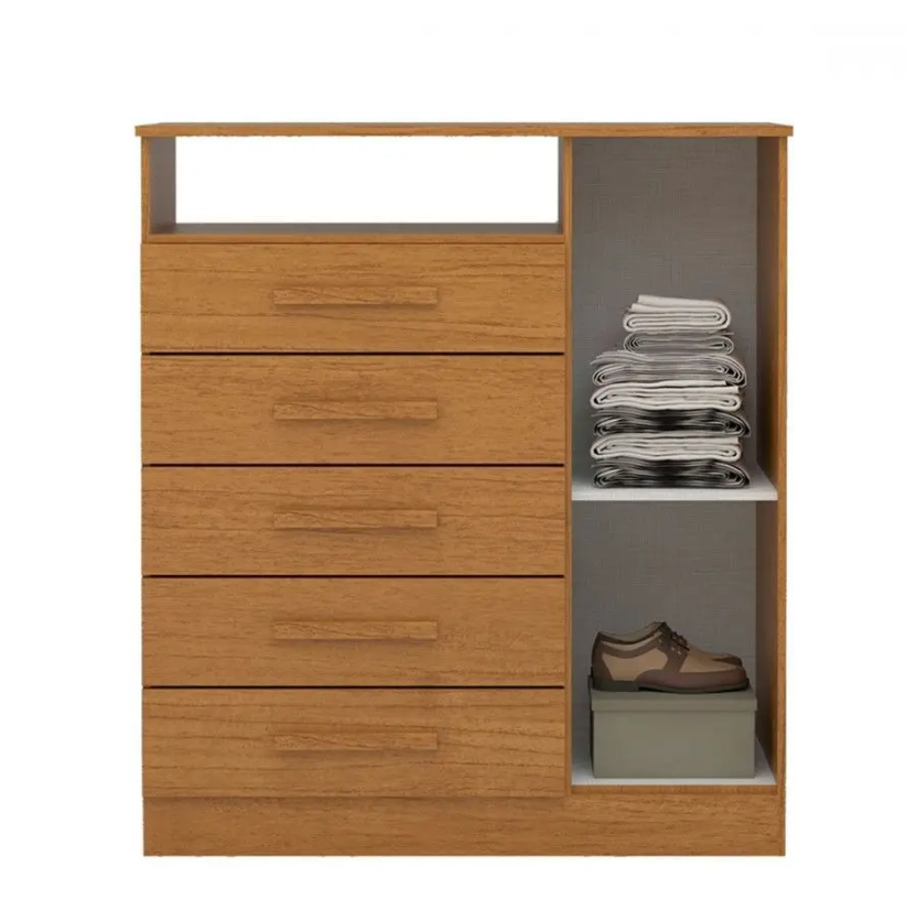 Cômoda Madri 05 Gavetas e Sapateira Lateral Cinamomo - Imagem 3