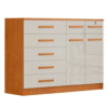 Cômoda Petrus 07 gavetas 02 portas Nature com Off White larg. 1,48m
