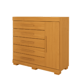 Cômoda Rayane 05 gavetas 01 porta Nature Larg.: 1,20m