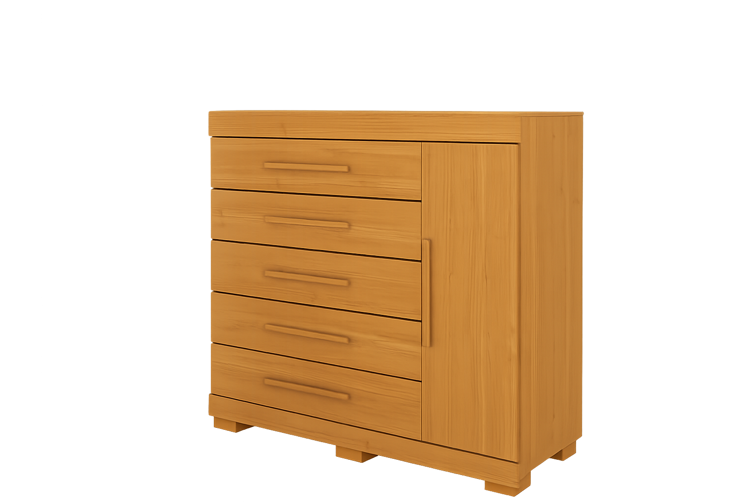Cômoda Rayane 05 gavetas 01 porta Nature Larg.: 1,20m